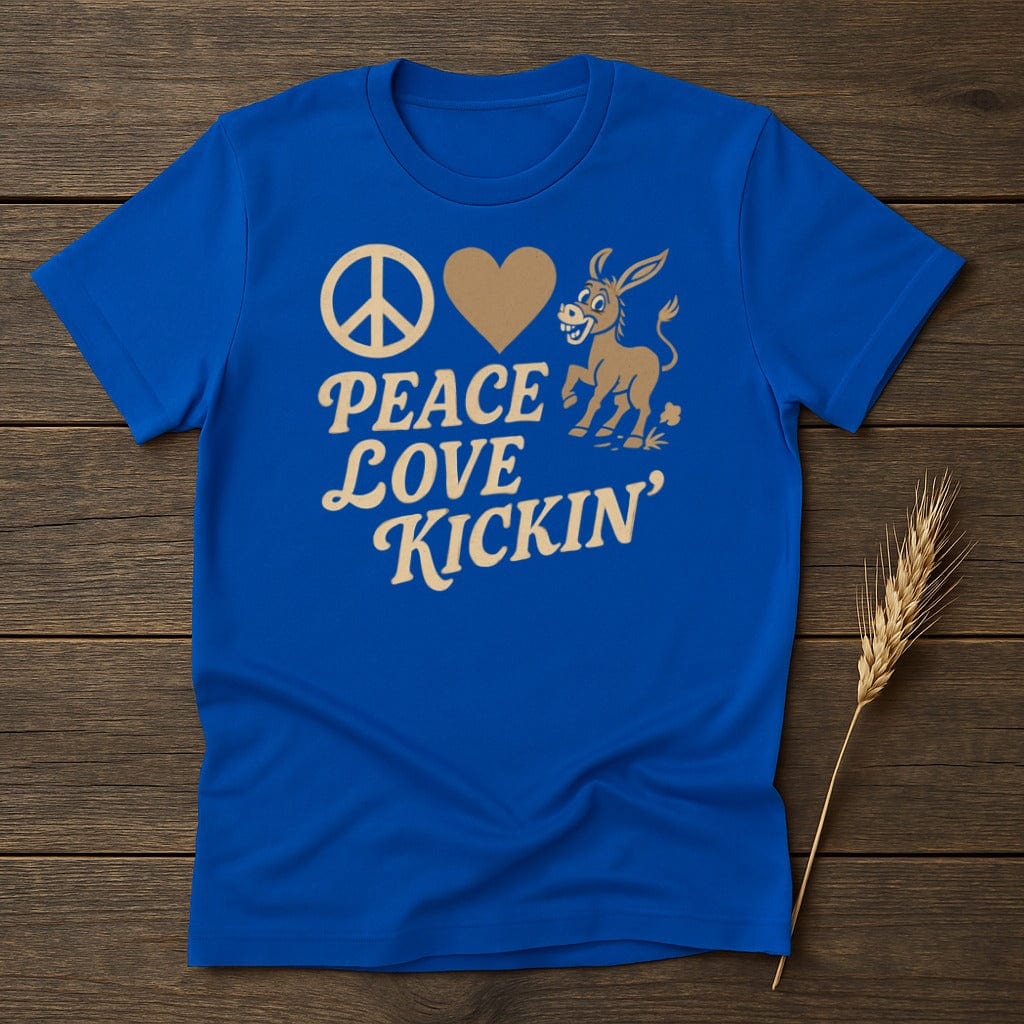 MyDesigns Physical Item S / Royal Peace Love Donkey Kickin' T-Shirt