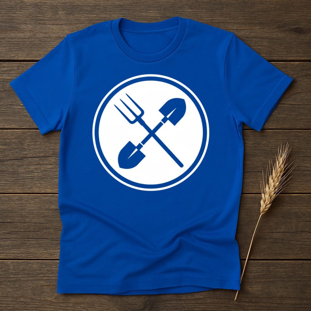 MyDesigns Physical Item S / Royal Pitchfork and Shovel Logo T-Shirt