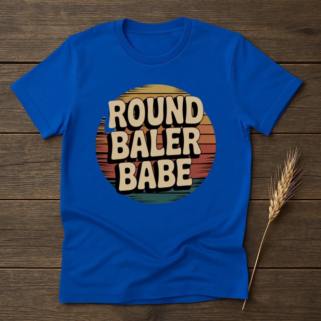MyDesigns Physical Item S / Royal Round Baler Babe Retro T-Shirts