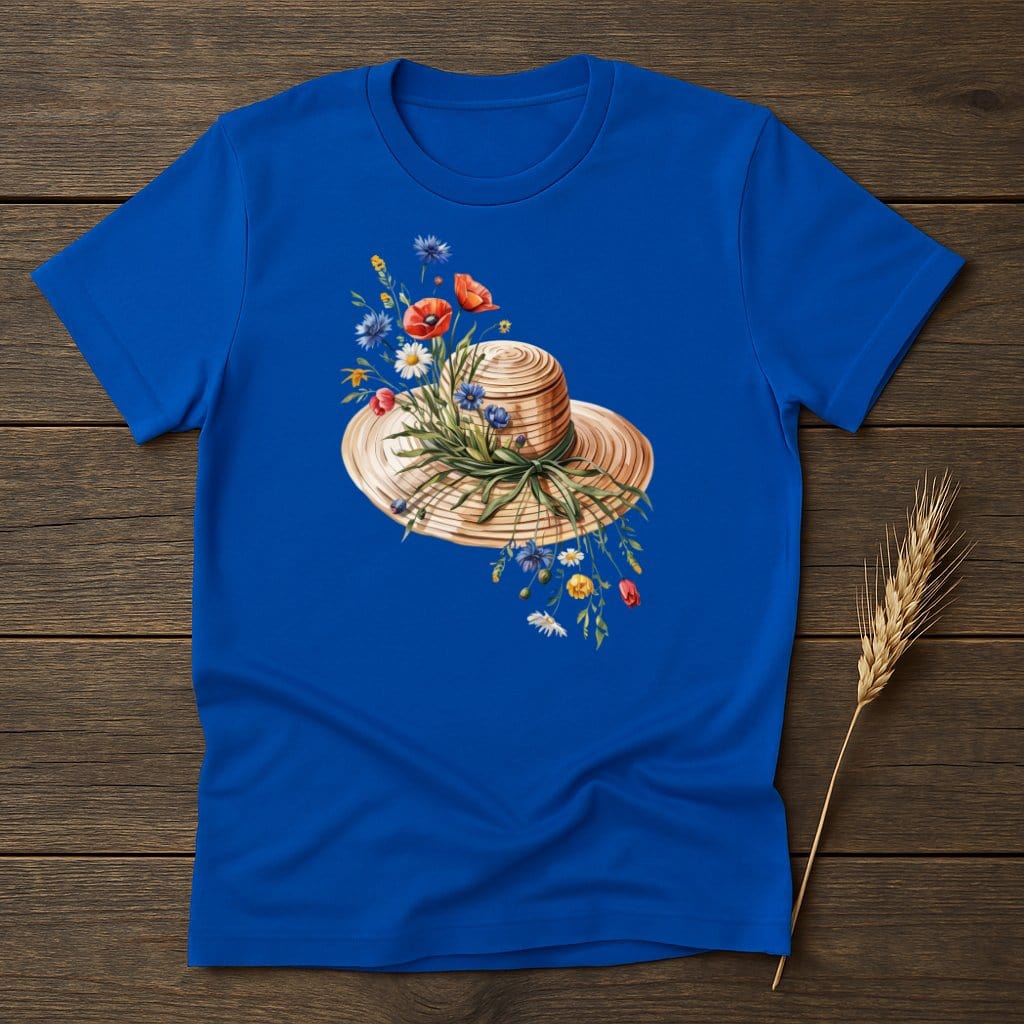 MyDesigns Physical Item S / Royal Straw Hat T-Shirt