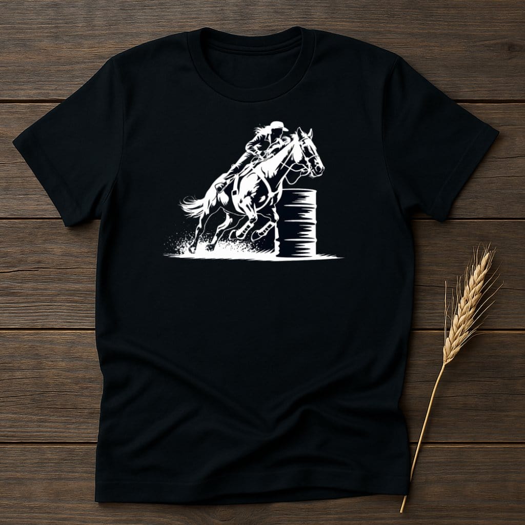 MyDesigns Silhouette Shirt S / Black Barrel Racing Horse and Rider T-Shirts