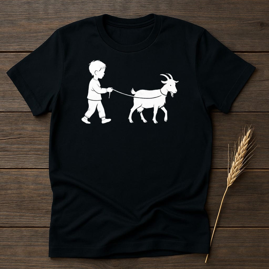 MyDesigns Silhouette Shirt S / Black Boy Leading Goat T-Shirt