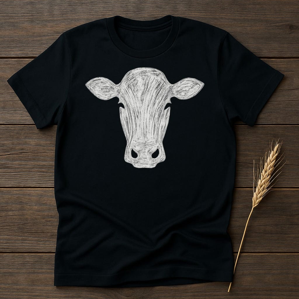 MyDesigns Silhouette Shirt S / Black Cow Head Drawing T-Shirt