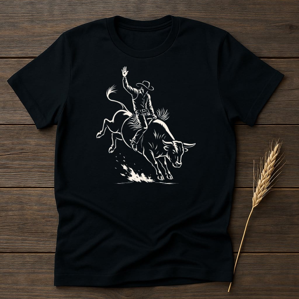 MyDesigns Silhouette Shirt S / Black Cowboy Bull Rider T-Shirts