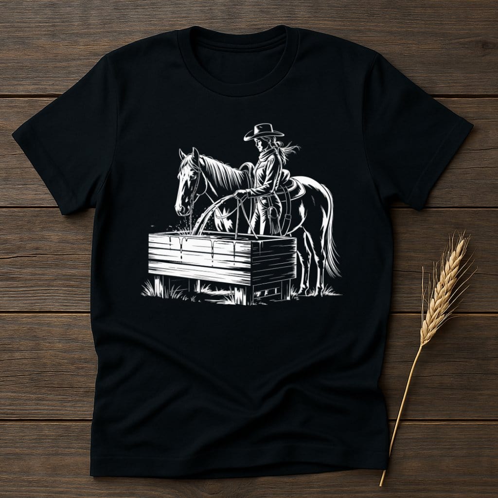MyDesigns Silhouette Shirt S / Black Cowgirl Horse Drink Water T-Shirts