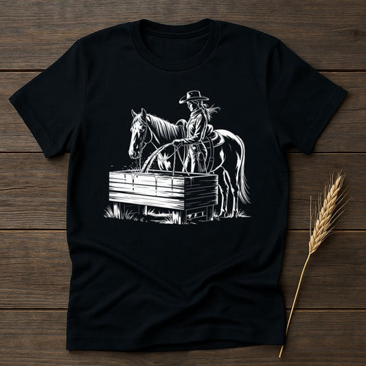 MyDesigns Silhouette Shirt S / Black Cowgirl Horse Drink Water T-Shirts