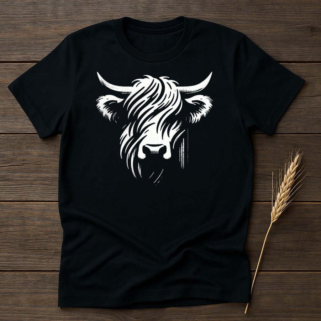 MyDesigns Silhouette Shirt S / Black Highland Cow Face T-Shirt