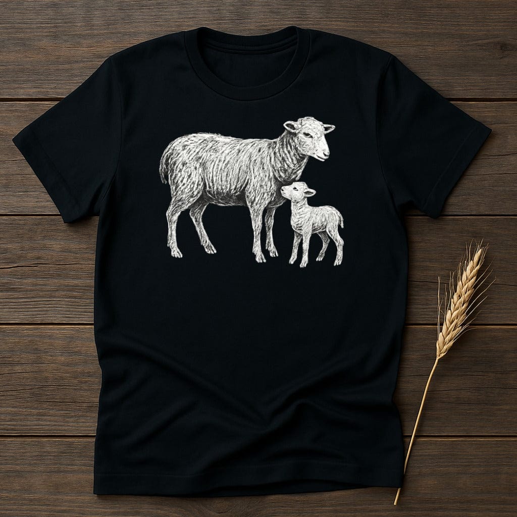 MyDesigns Silhouette Shirt S / Black Mother Sheep and Lamb T-Shirt