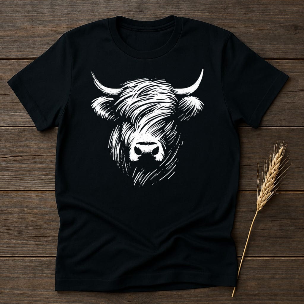 MyDesigns Silhouette Shirt S / Black Sketch Highland Cow T-Shirt