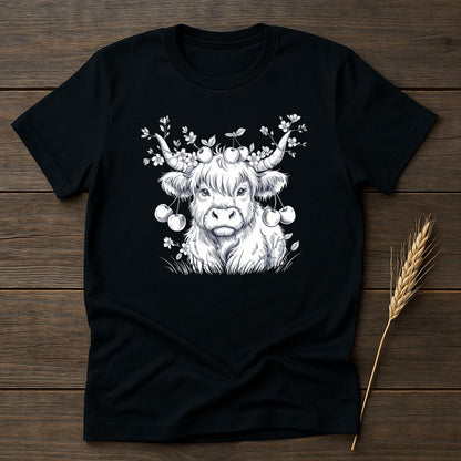 MyDesigns Silhouette Shirt S / Black Spring Highland Cow T-Shirts