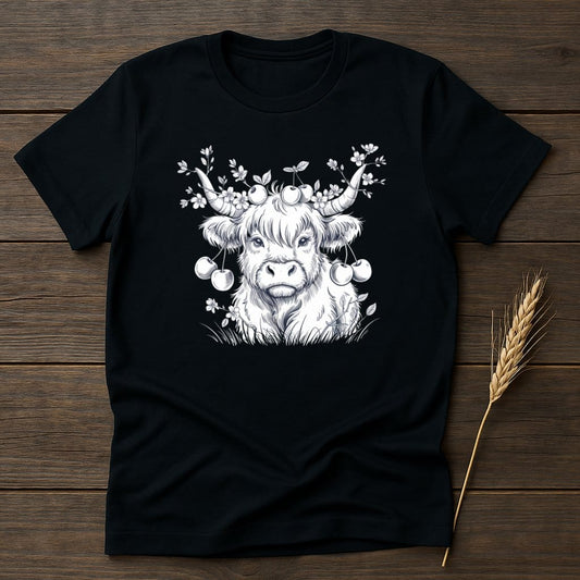 MyDesigns Silhouette Shirt S / Black Spring Highland Cow T-Shirts