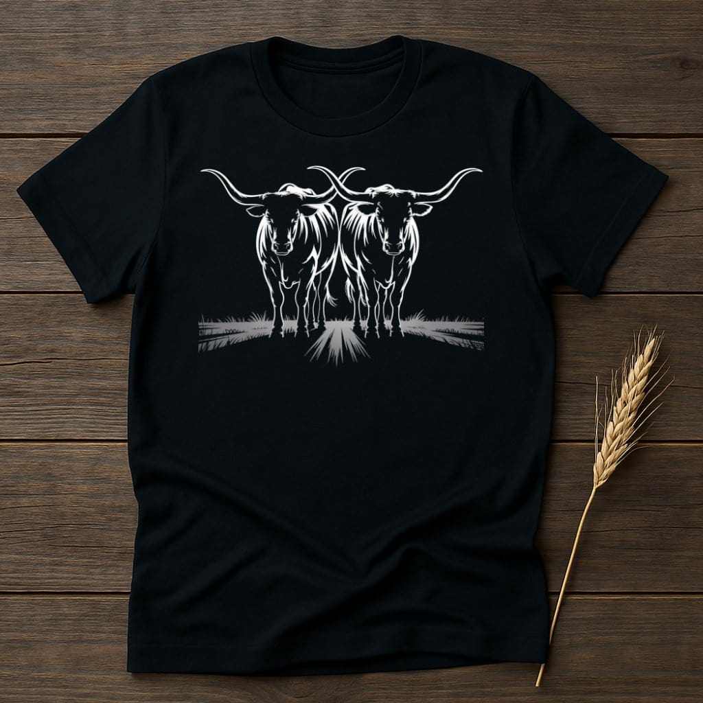 MyDesigns Silhouette Shirt S / Black Two Long Horns T-Shirts