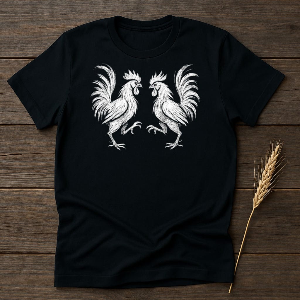 MyDesigns Silhouette Shirt S / Black Two Roosters T-Shirt