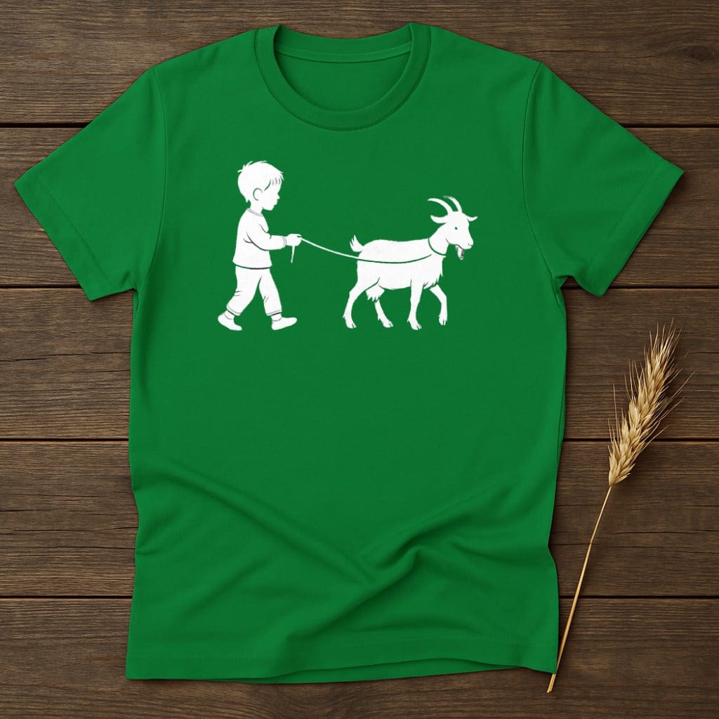 MyDesigns Silhouette Shirt S / Irish Green Boy Leading Goat T-Shirt