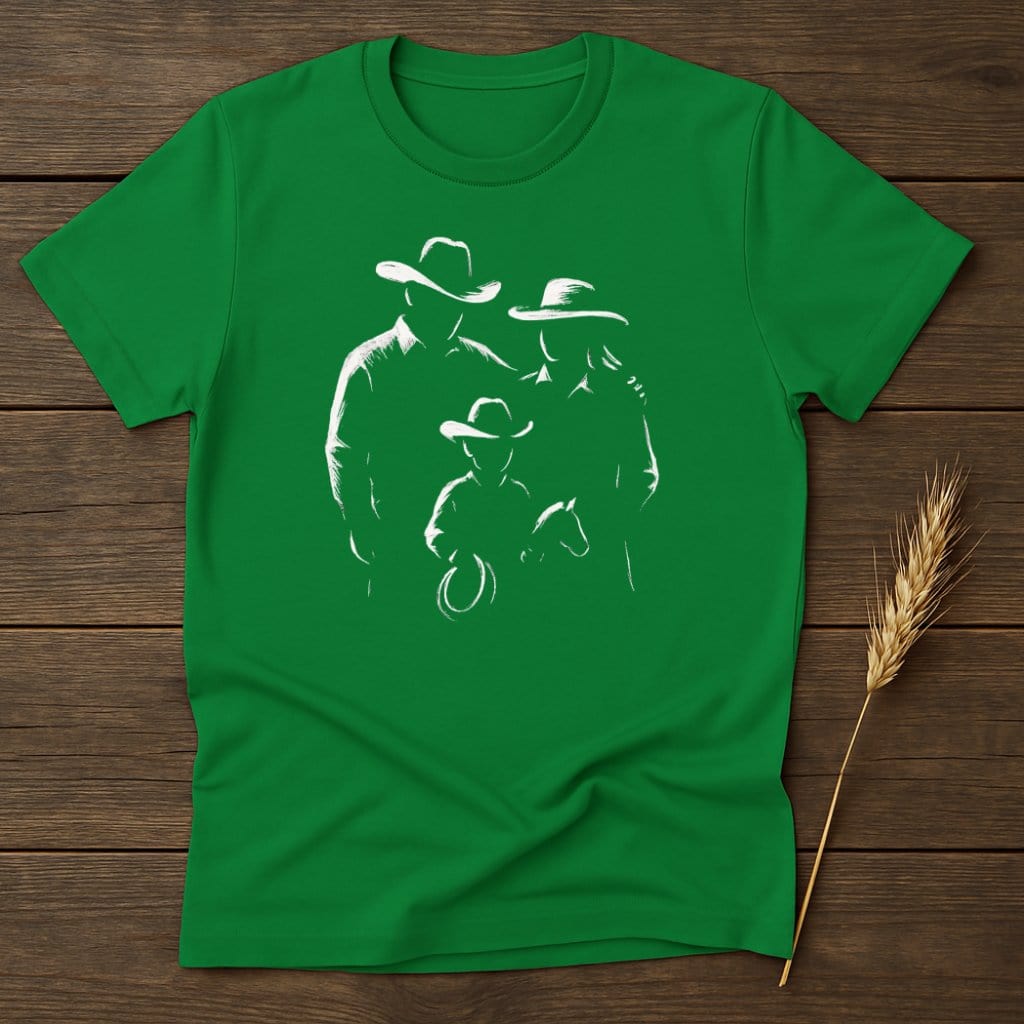 MyDesigns Silhouette Shirt S / Irish Green Cowboy Family T-Shirts