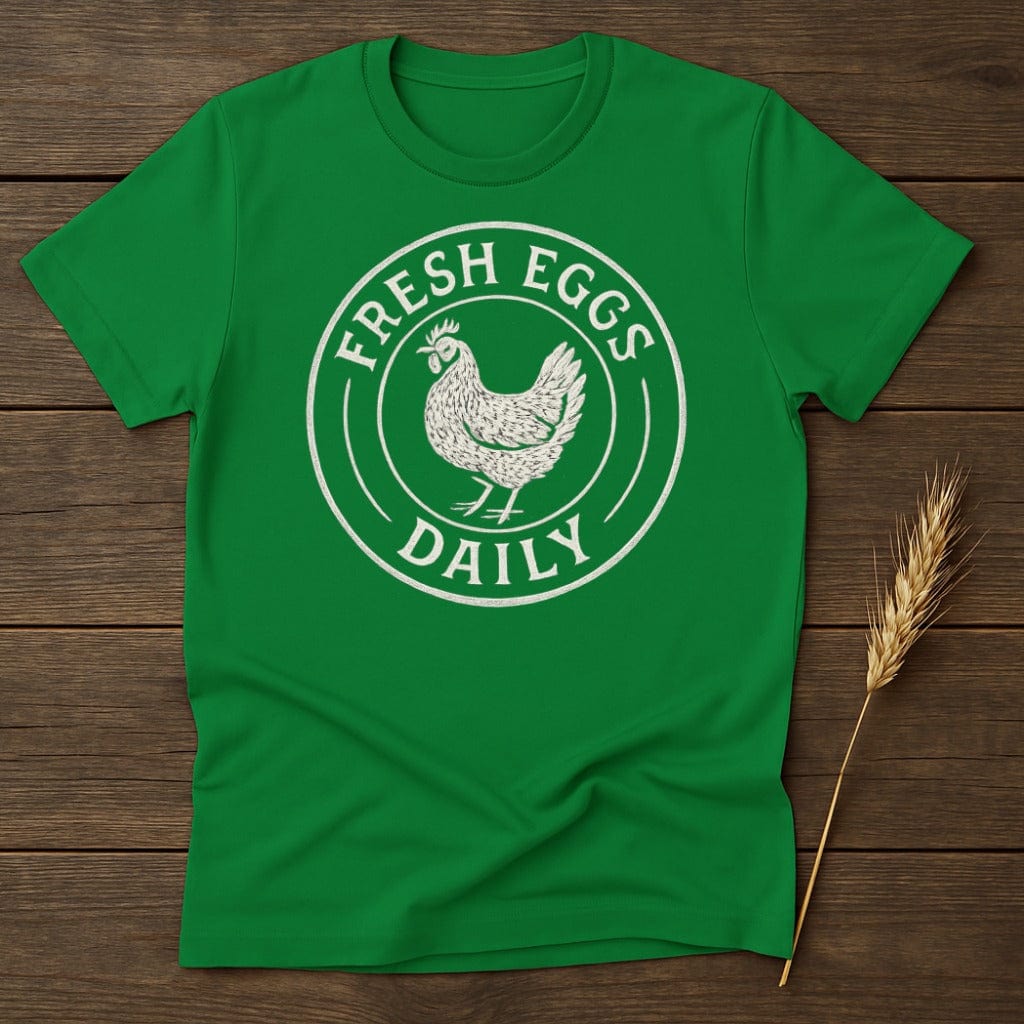 MyDesigns Silhouette Shirt S / Irish Green Fresh Eggs Daily Chicken T-Shirt