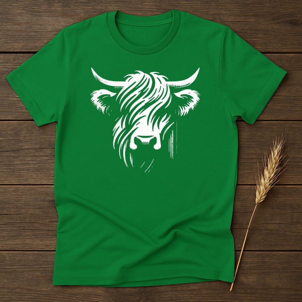 MyDesigns Silhouette Shirt S / Irish Green Highland Cow Face T-Shirt