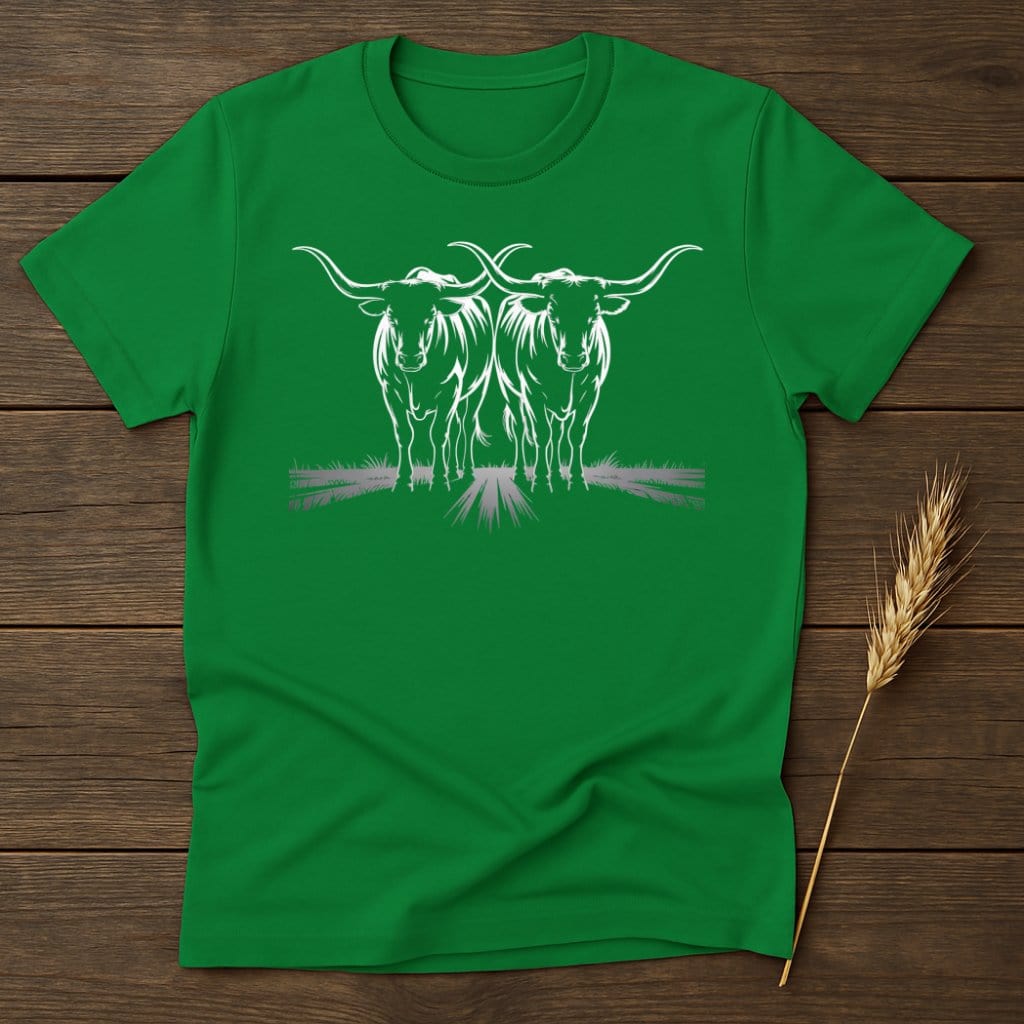 MyDesigns Silhouette Shirt S / Irish Green Two Long Horns T-Shirts