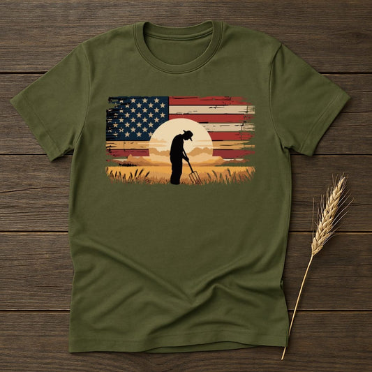 MyDesigns Silhouette Shirt S / Military Green American Farmer Silhouette T-Shirt