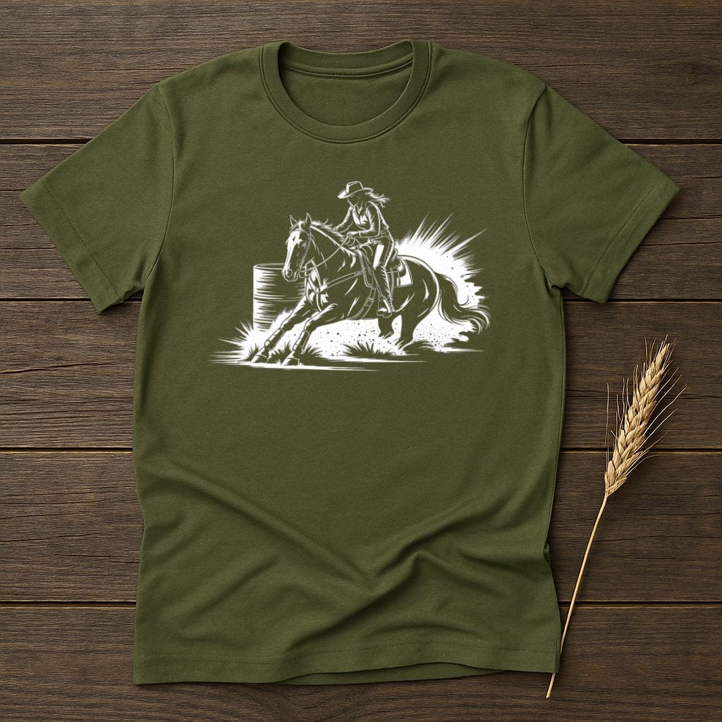 MyDesigns Silhouette Shirt S / Military Green Barrel Racing Western Rider T-Shirts