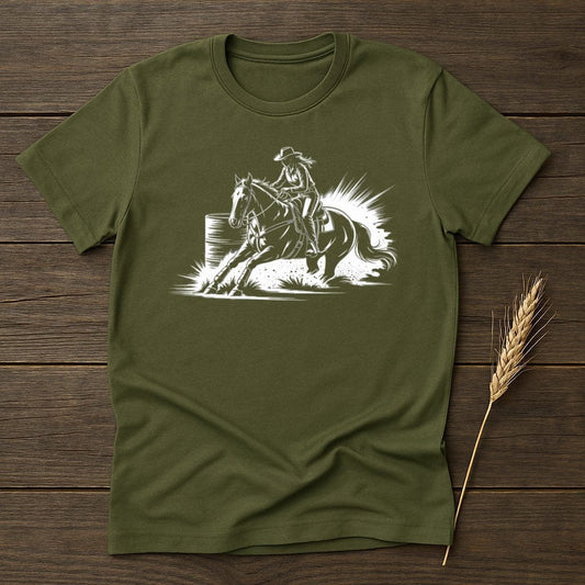 MyDesigns Silhouette Shirt S / Military Green Barrel Racing Western Rider T-Shirts