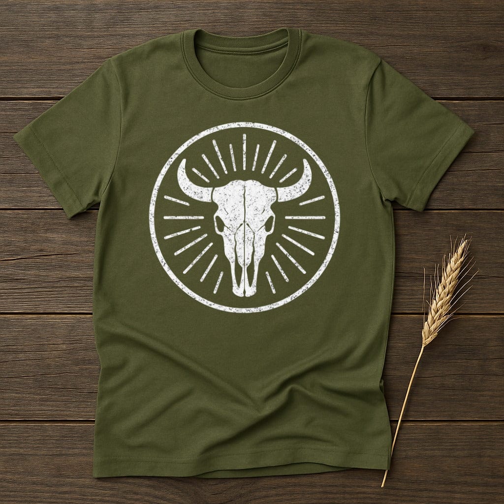 MyDesigns Silhouette Shirt S / Military Green Bull Skull T-Shirt
