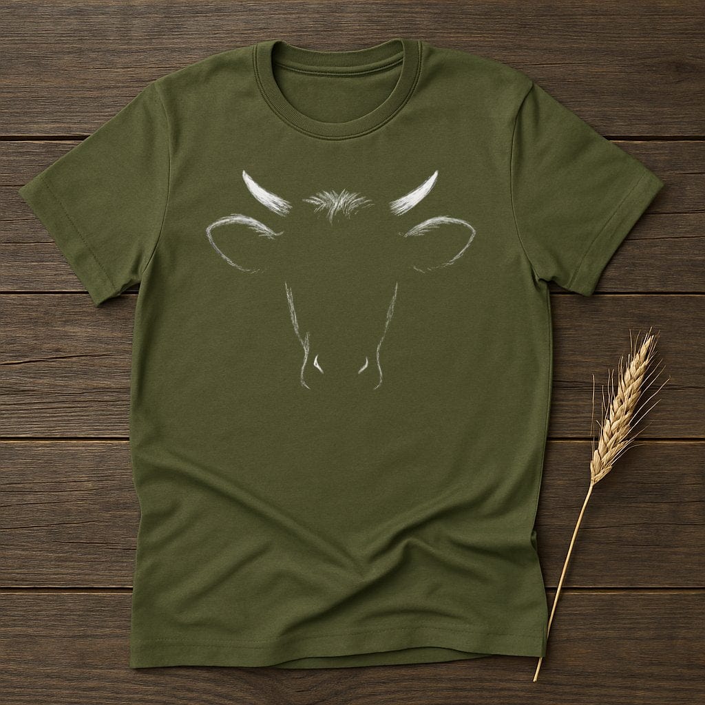 MyDesigns Silhouette Shirt S / Military Green Cow Face T-Shirts