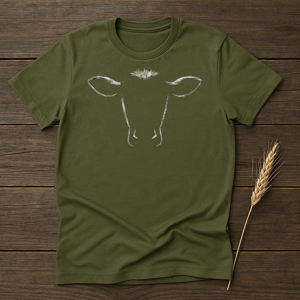 MyDesigns Silhouette Shirt S / Military Green Cow Head Outline T-Shirt