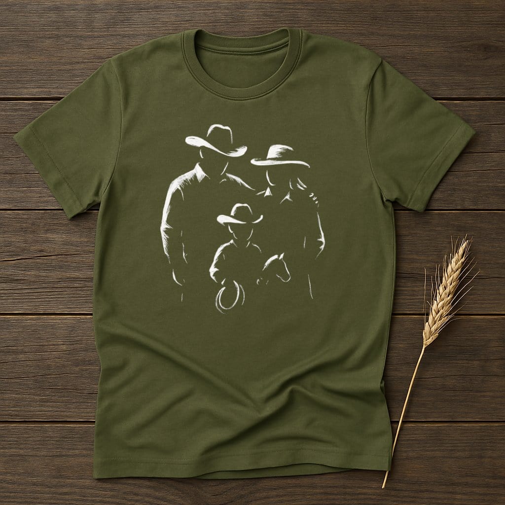 MyDesigns Silhouette Shirt S / Military Green Cowboy Family T-Shirts
