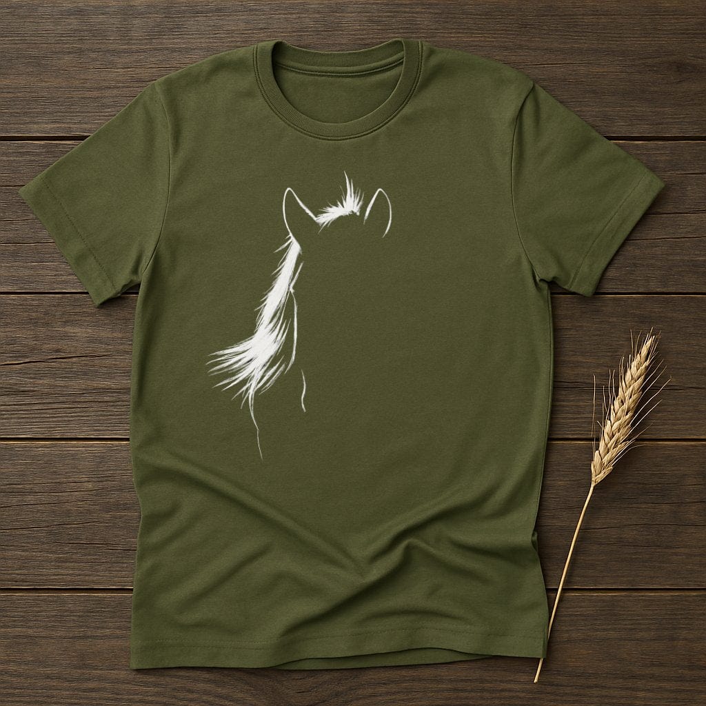 MyDesigns Silhouette Shirt S / Military Green Horse Face T-Shirts