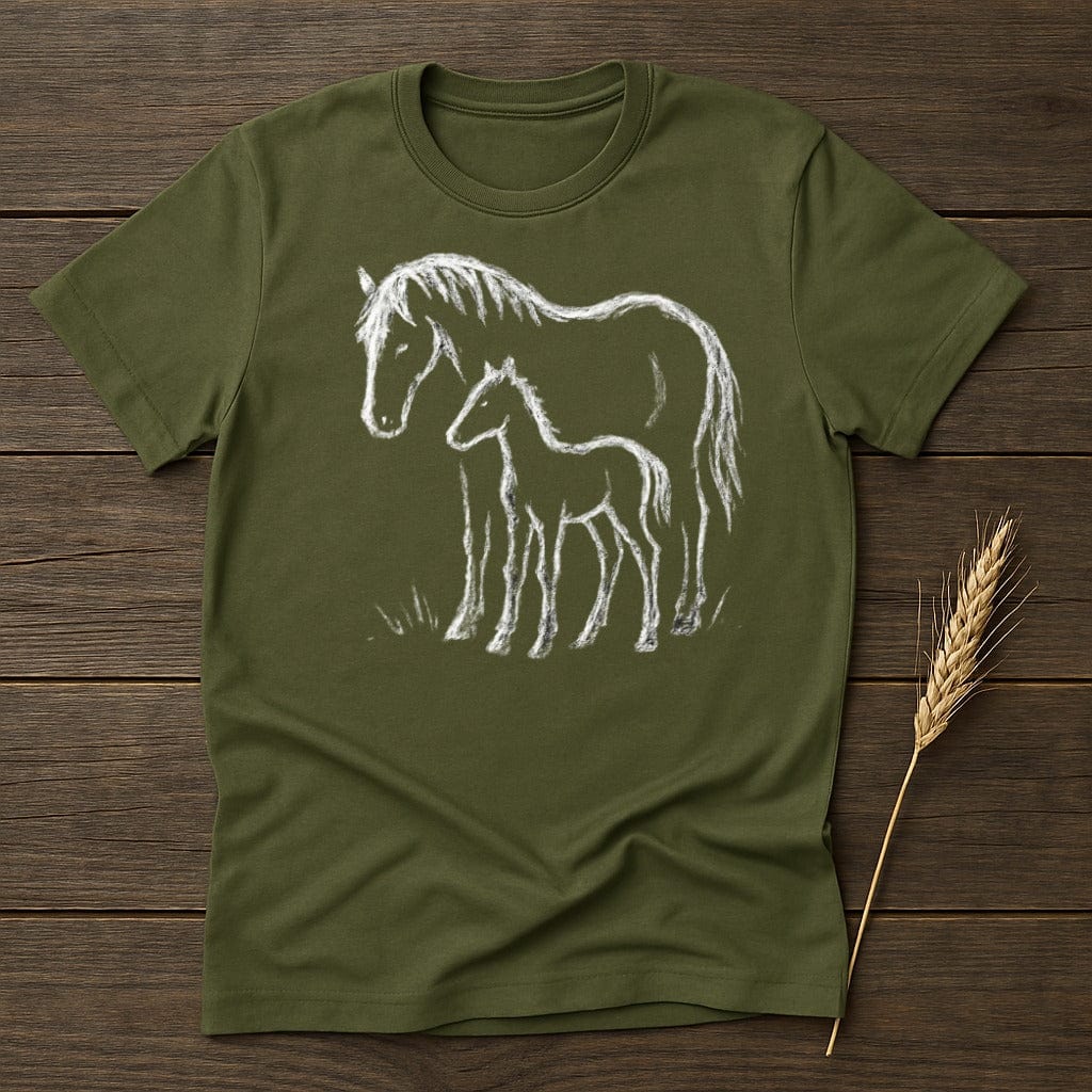MyDesigns Silhouette Shirt S / Military Green Mare and Foal T-Shirt