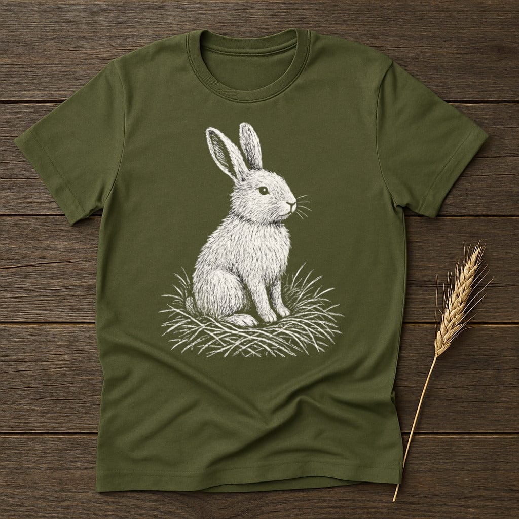 MyDesigns Silhouette Shirt S / Military Green Sitting Rabbit T-Shirt