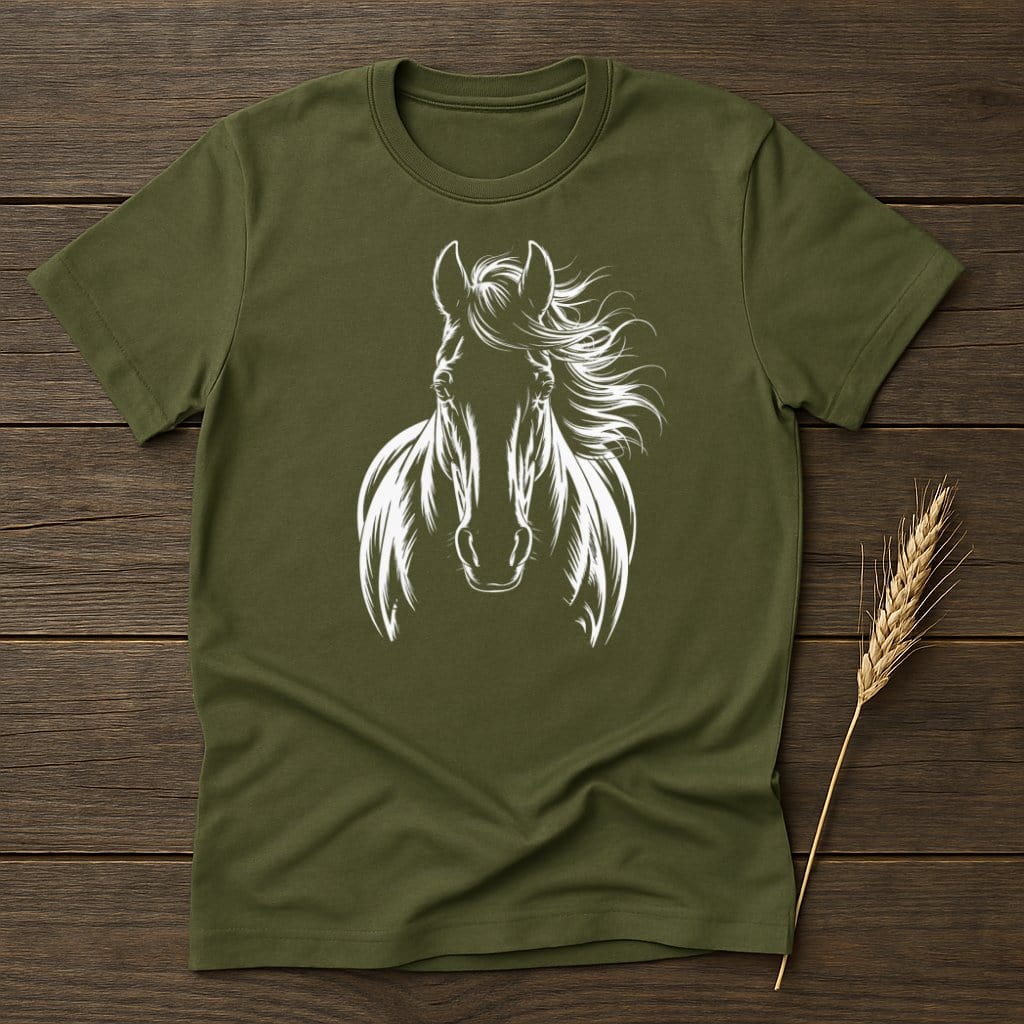 MyDesigns Silhouette Shirt S / Military Green Stunning Horse T-Shirts