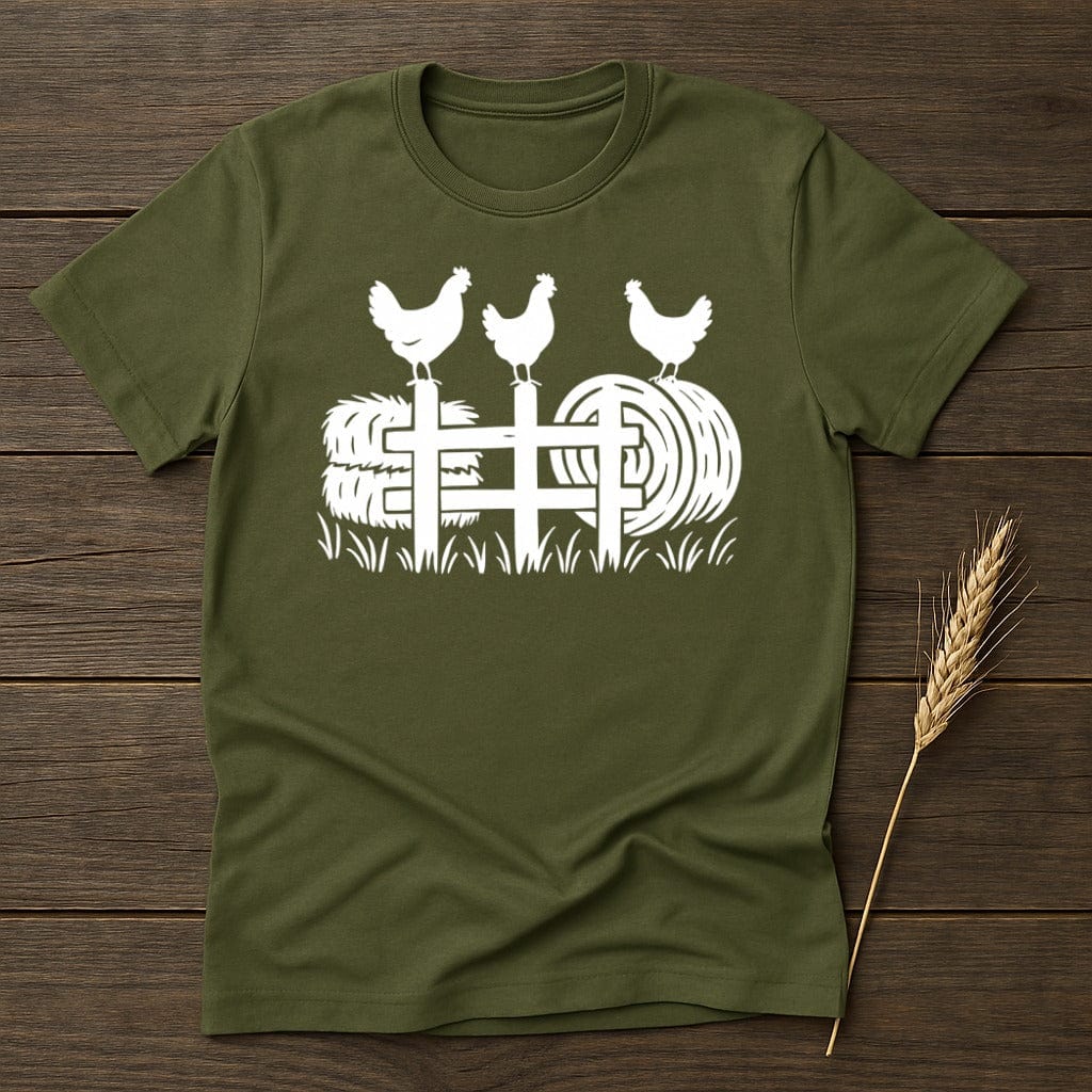 MyDesigns Silhouette Shirt S / Military Green Three Chickens T-Shirt