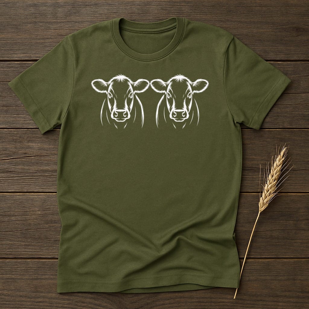 MyDesigns Silhouette Shirt S / Military Green Two Dairy Cows T-Shirt