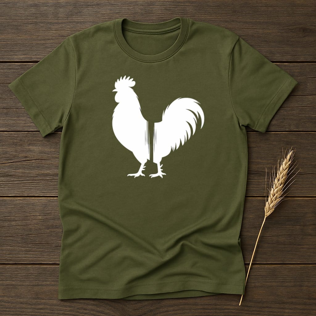 MyDesigns Silhouette Shirt S / Military Green White Rooster T-Shirts