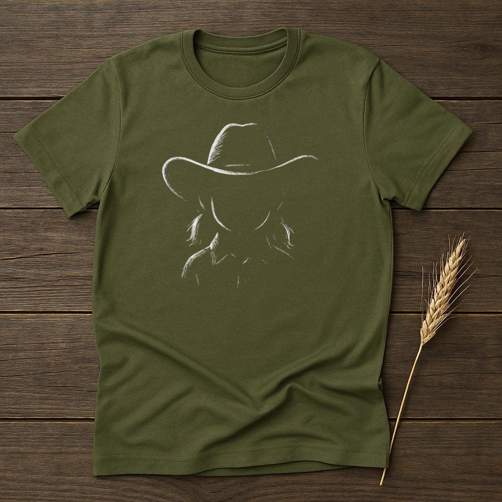MyDesigns Silhouette Shirt S / Military Green Young Cowgirl T-Shirts