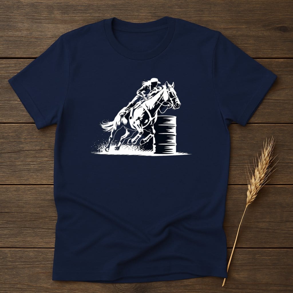 MyDesigns Silhouette Shirt S / Navy Barrel Racing Horse and Rider T-Shirts