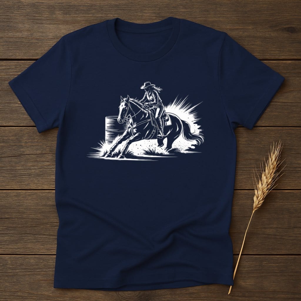 MyDesigns Silhouette Shirt S / Navy Barrel Racing Western Rider T-Shirts