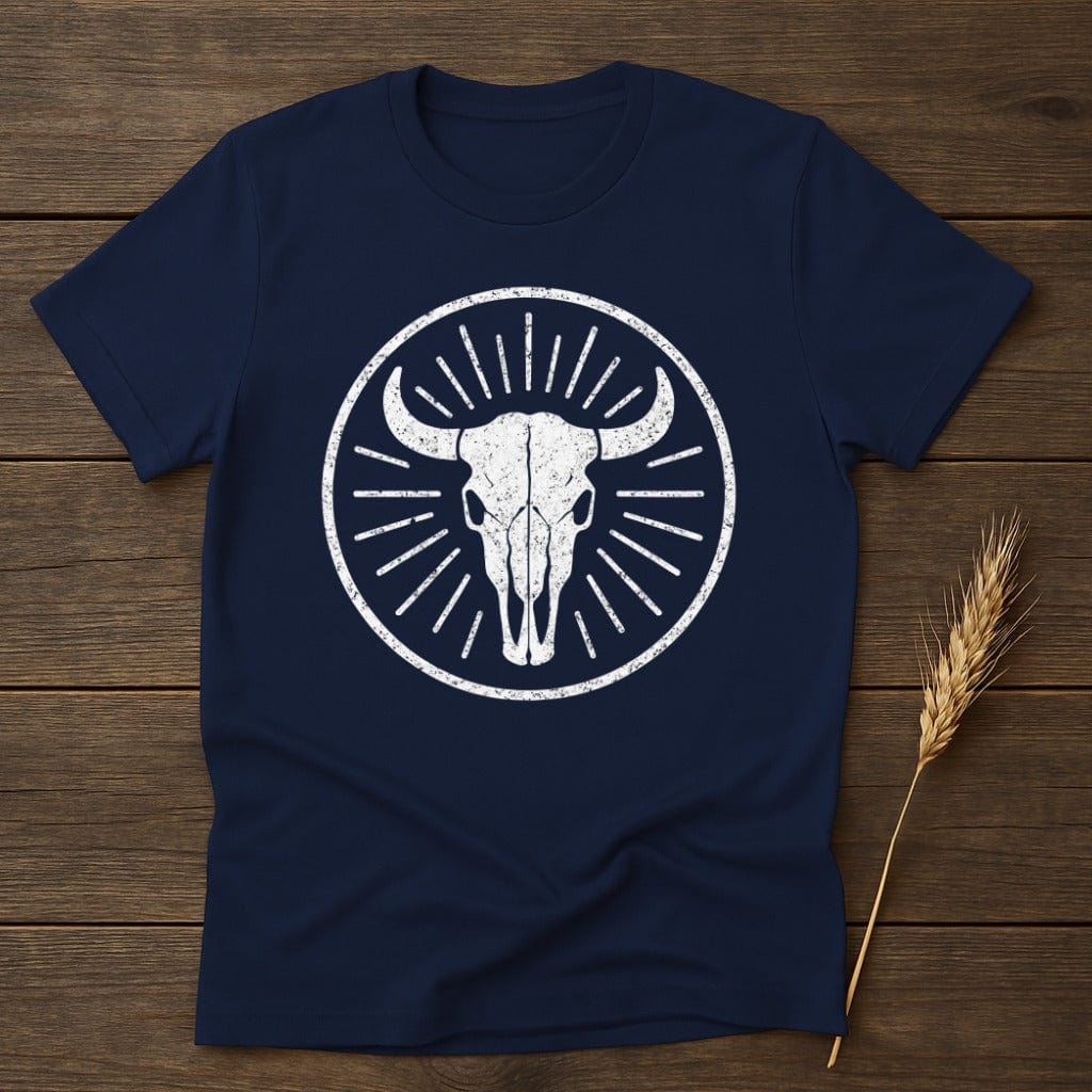 MyDesigns Silhouette Shirt S / Navy Bull Skull T-Shirt