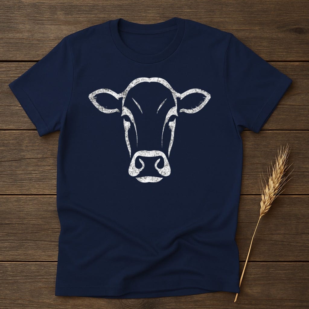 MyDesigns Silhouette Shirt S / Navy Cow Head Outline T-Shirt