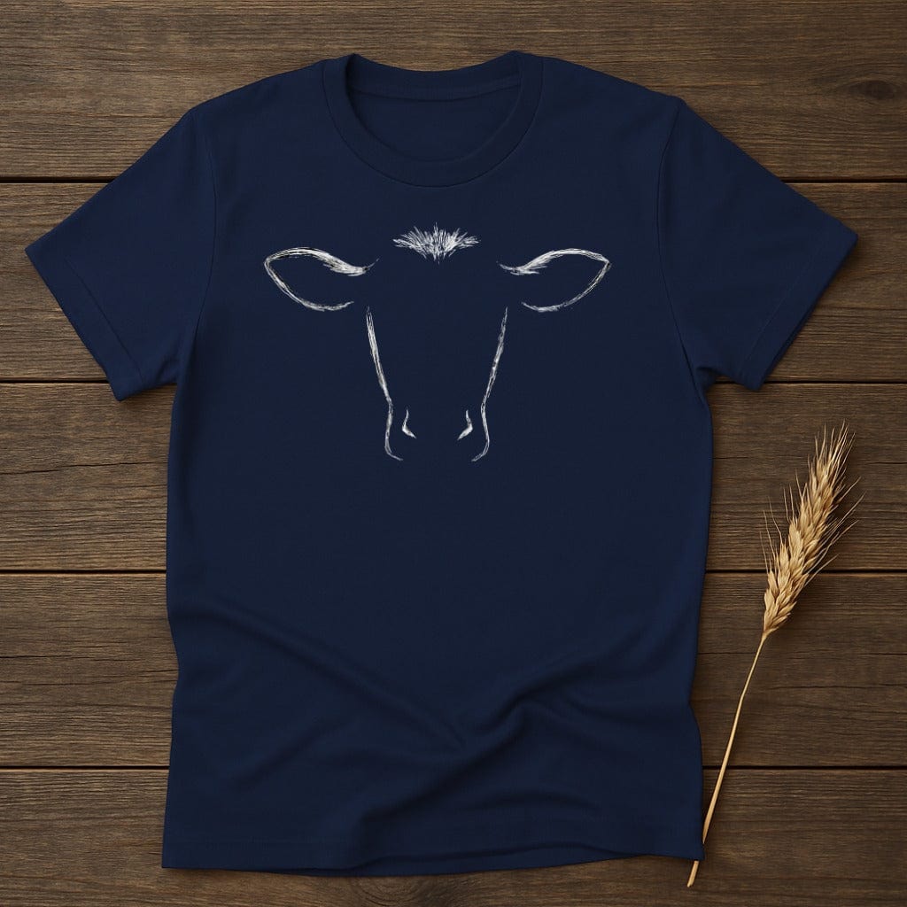 MyDesigns Silhouette Shirt S / Navy Cow Head Outline T-Shirt