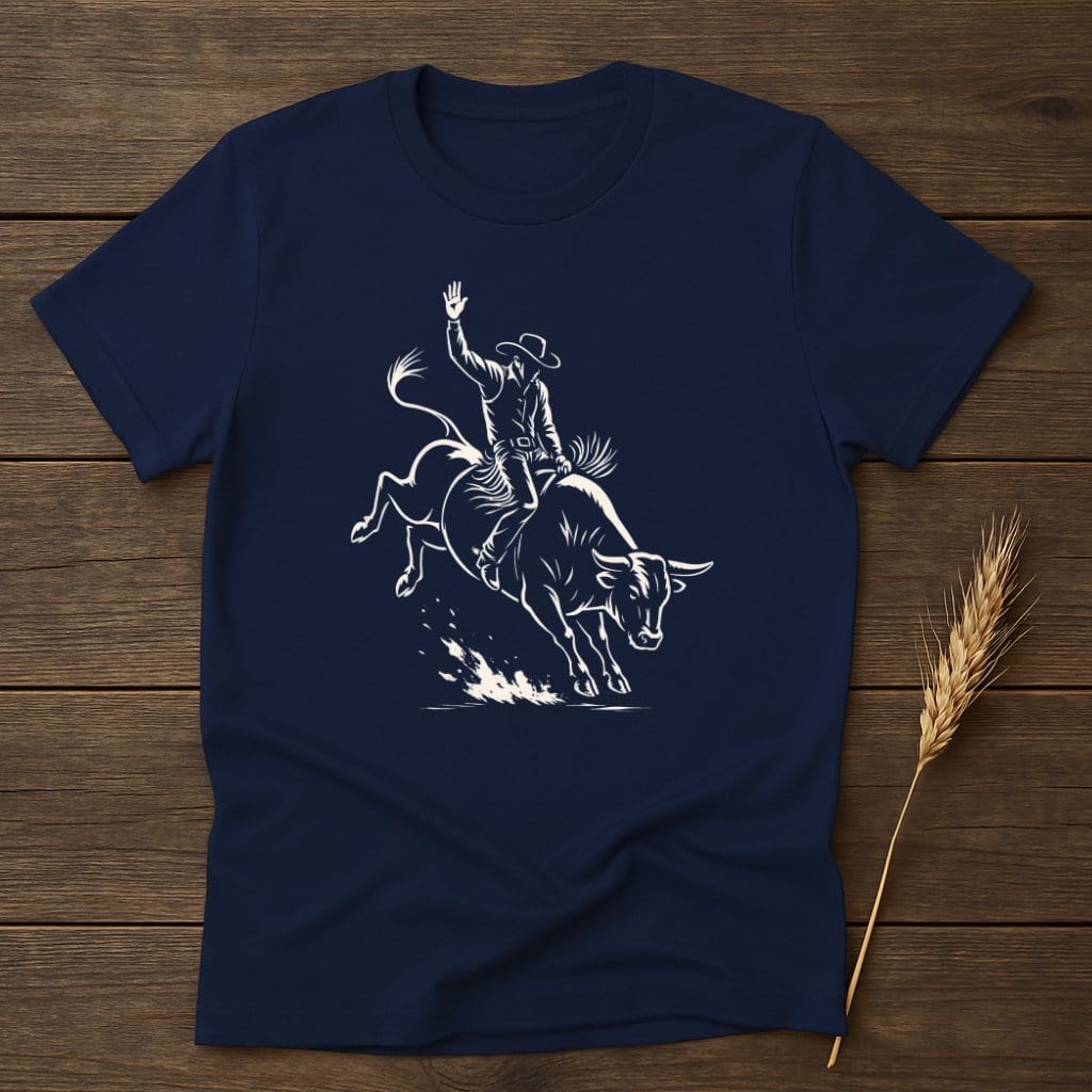 MyDesigns Silhouette Shirt S / Navy Cowboy Bull Rider T-Shirts