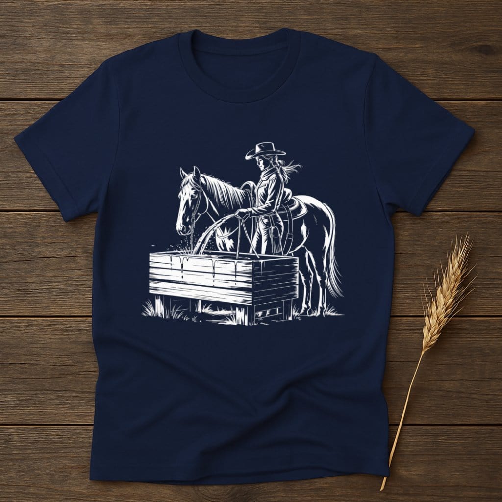 MyDesigns Silhouette Shirt S / Navy Cowgirl Horse Drink Water T-Shirts