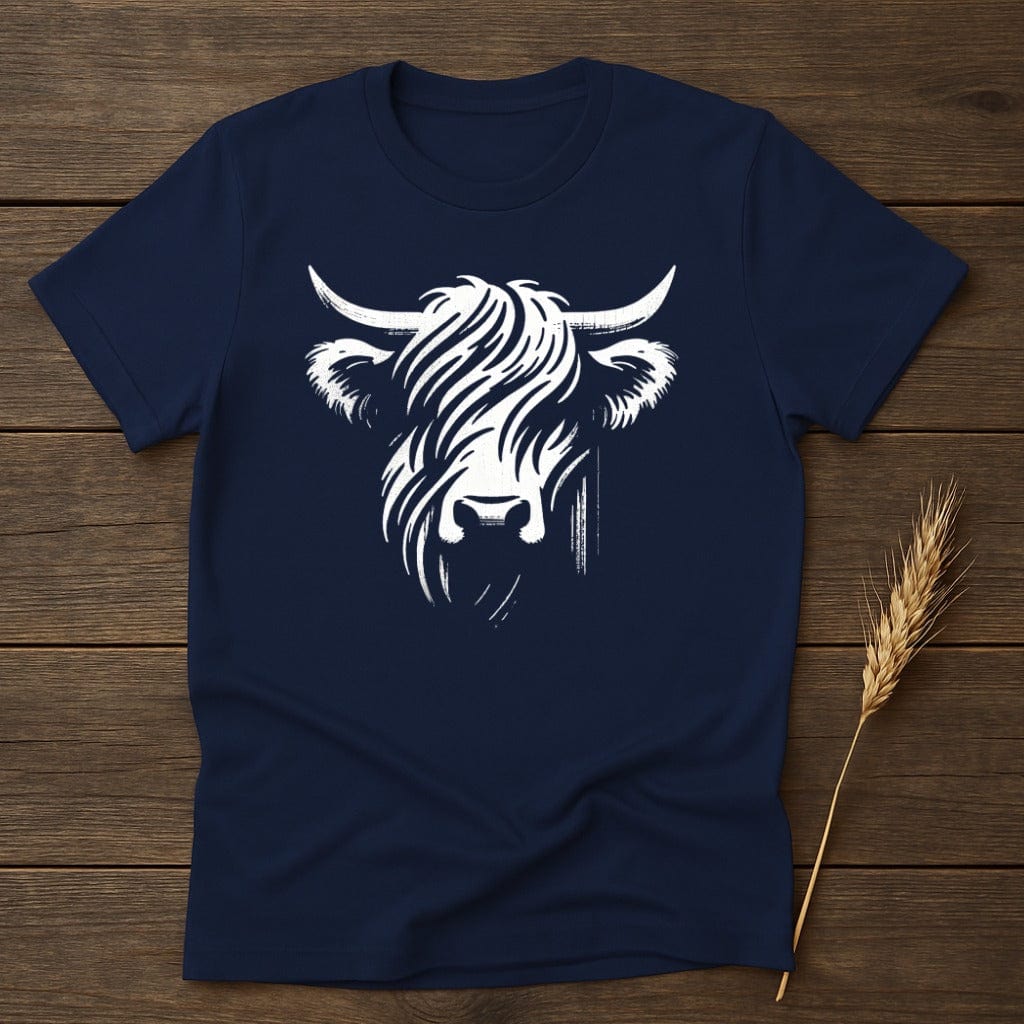 MyDesigns Silhouette Shirt S / Navy Highland Cow Face T-Shirt