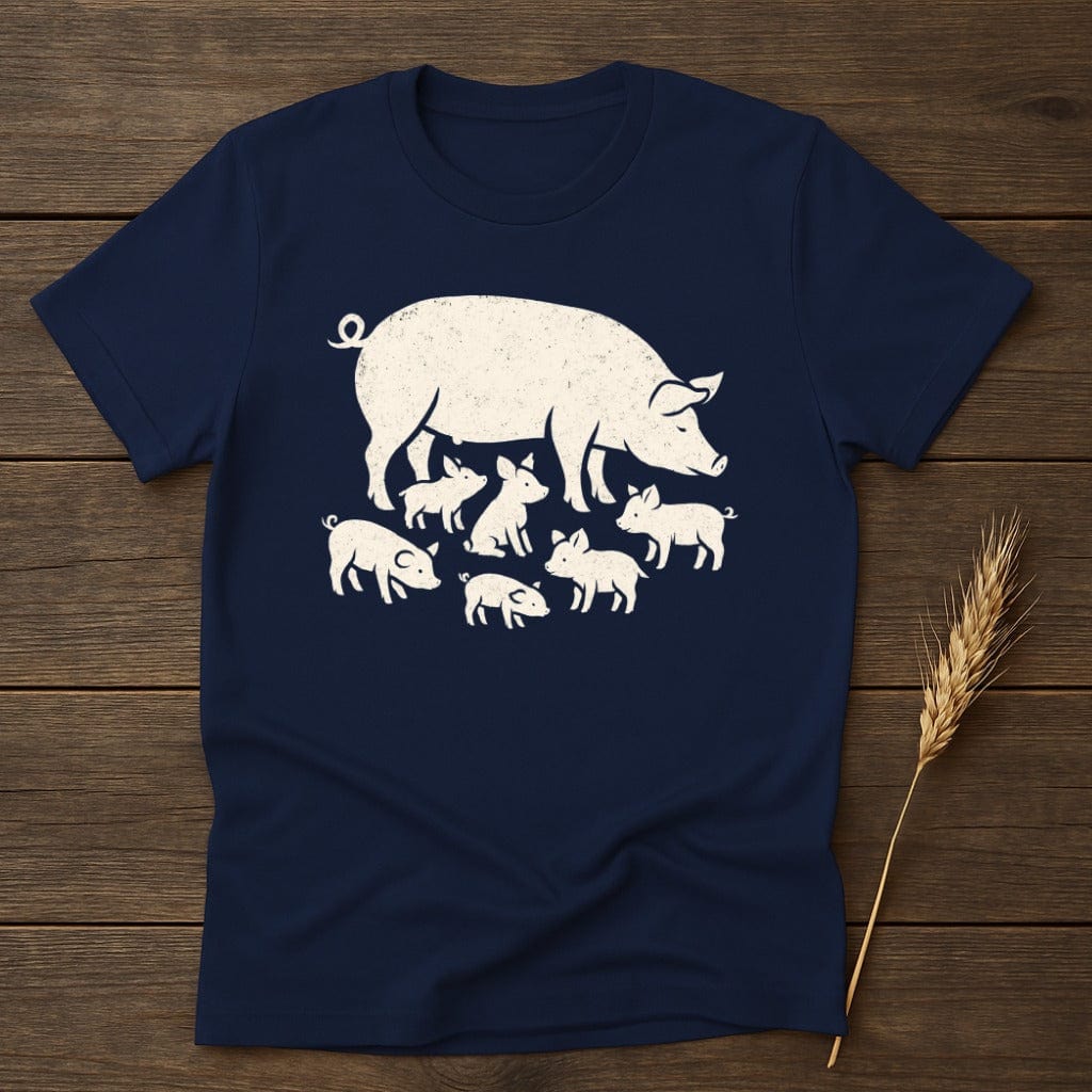 MyDesigns Silhouette Shirt S / Navy Pig Family T-Shirt