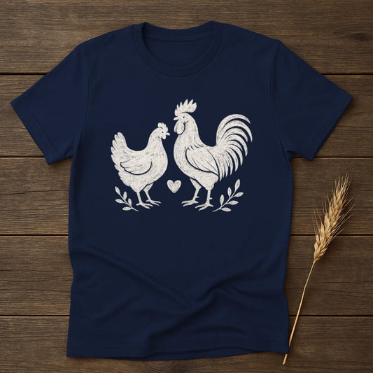 MyDesigns Silhouette Shirt S / Navy Rooster Hen T-Shirt
