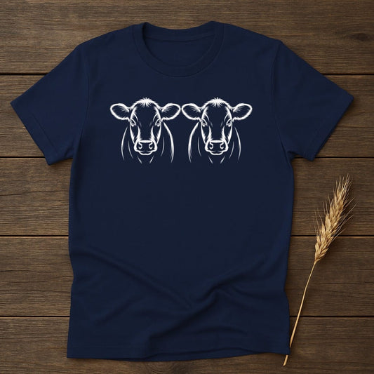 MyDesigns Silhouette Shirt S / Navy Two Dairy Cows T-Shirt