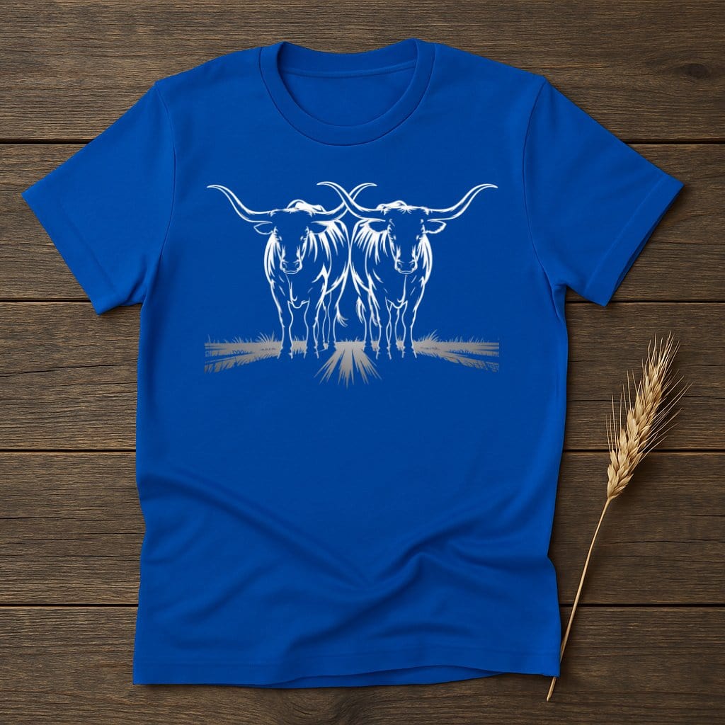 MyDesigns Silhouette Shirt S / Royal Two Long Horns T-Shirts