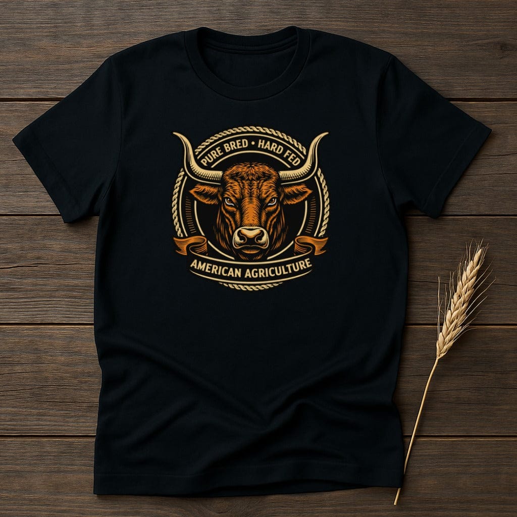 MyDesigns T-Shirt S / Black Agriculture Bull Illustration T-Shirt